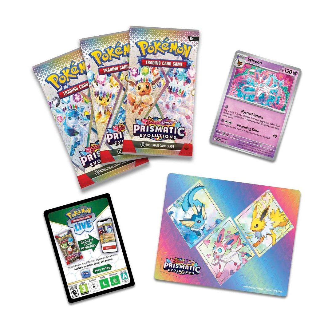 Pokémon TCG: Prismatic Evolutions Sylveon Tech Sticker Collection (3 Booster Packs + Promo + Sticker)