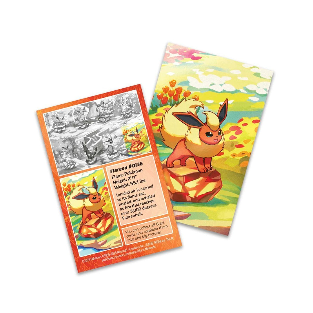Pokémon TCG: Prismatic Evolutions Mini Tin - Flareon (2 Booster Packs, Coin and Art Card)