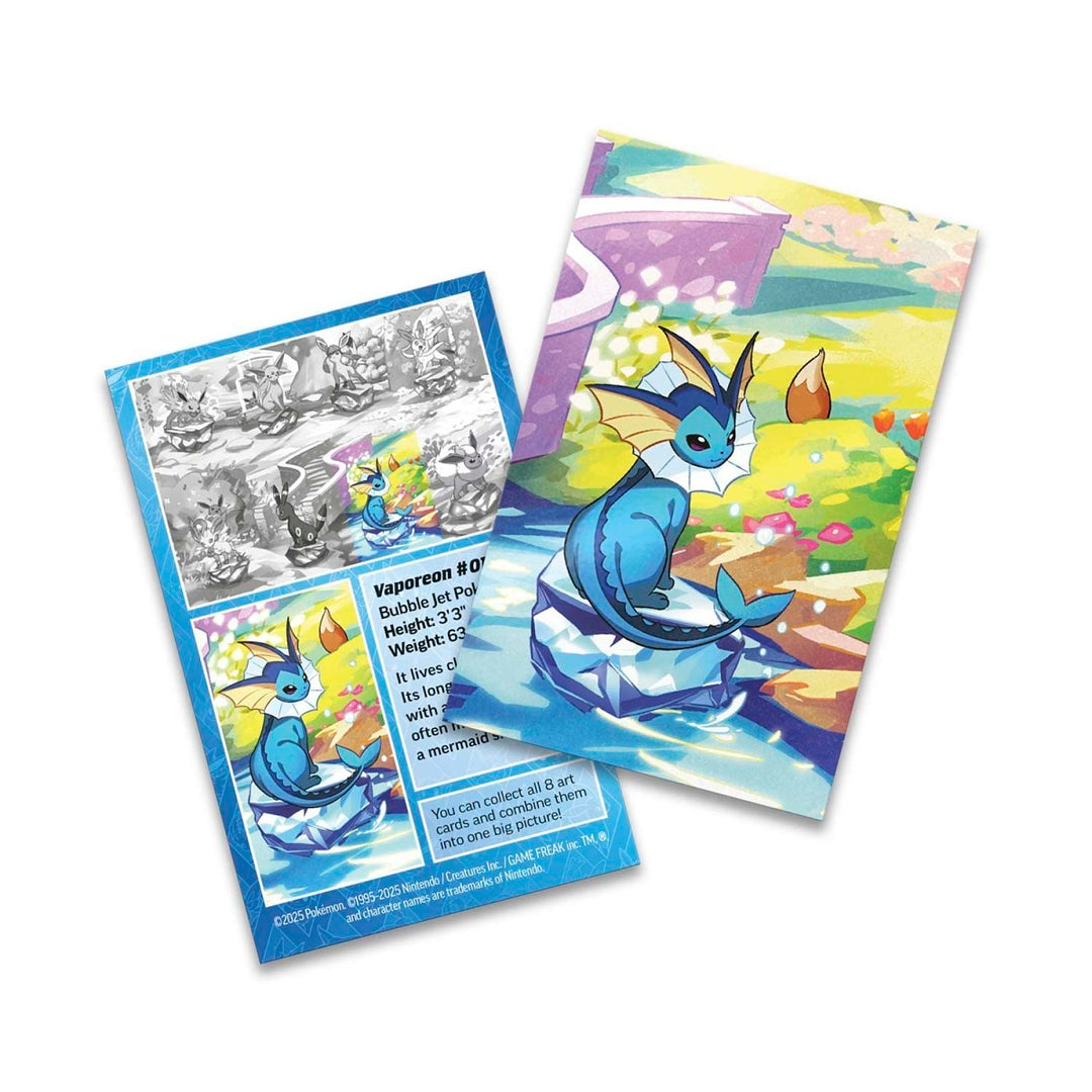 Pokémon TCG: Prismatic Evolutions Mini Tin - Vaporeon (2 Booster Packs, Coin and Art Card)