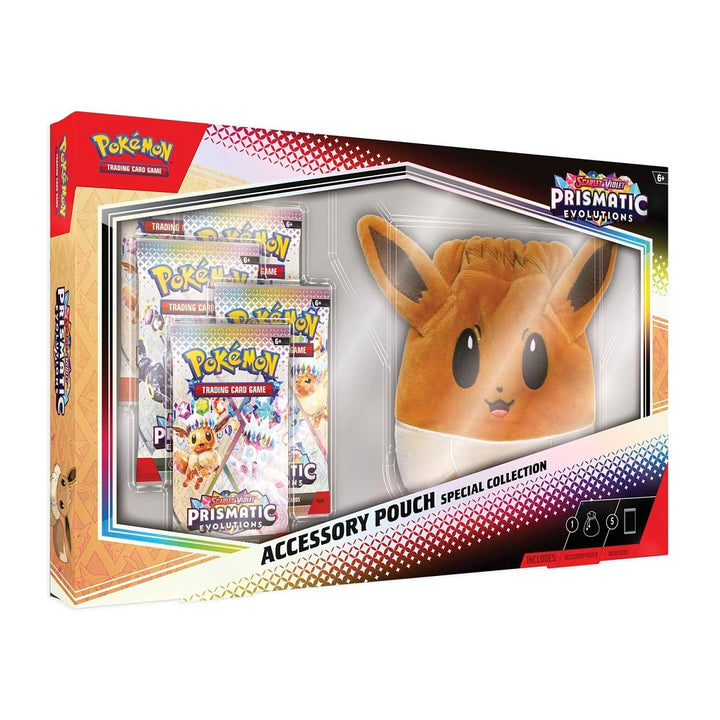 Pokémon TCG: Prismatic Evolutions Accessory Pouch Special Collection - Scarlet & Violet (5 Booster Packs + Eevee Pouch)