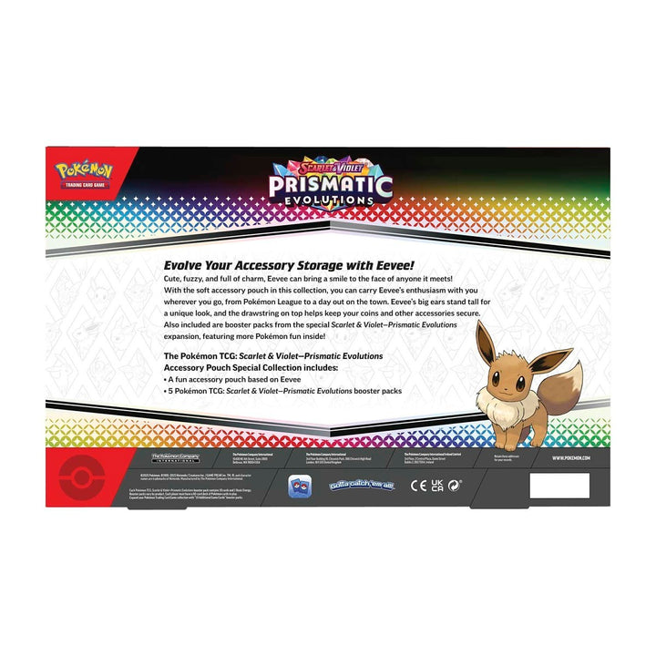 Pokémon TCG: Prismatic Evolutions Accessory Pouch Special Collection - Scarlet & Violet (5 Booster Packs + Eevee Pouch)