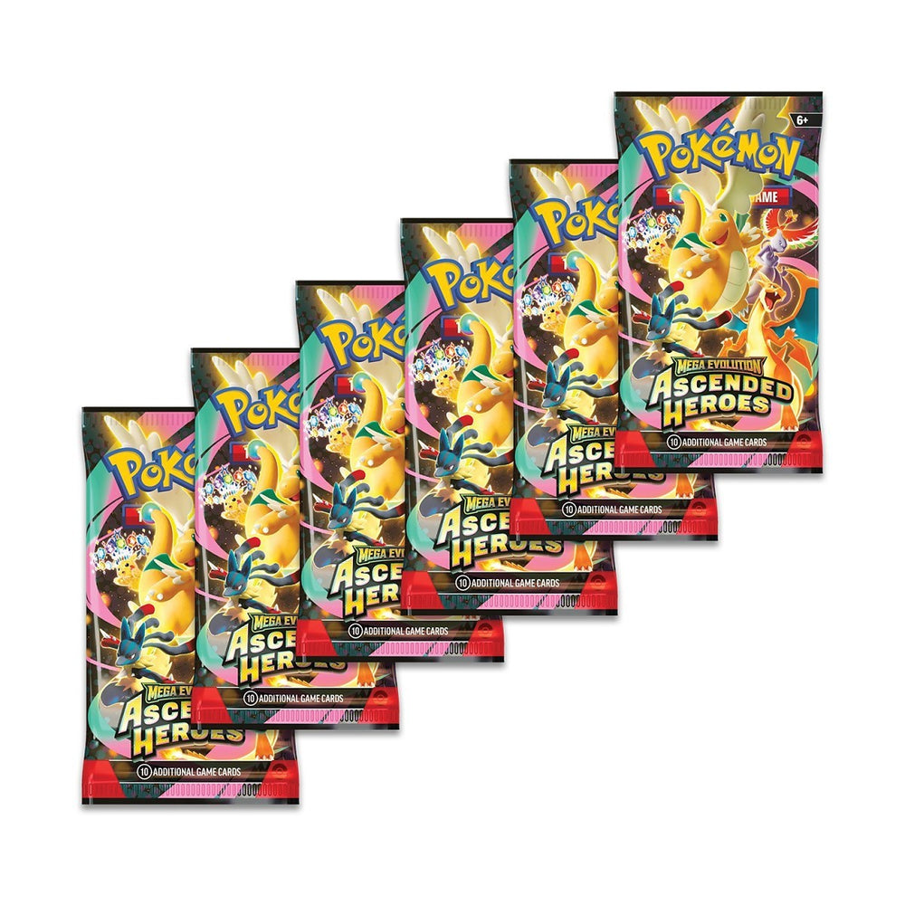 Ascended Heroes Booster Pack: six packs fanned