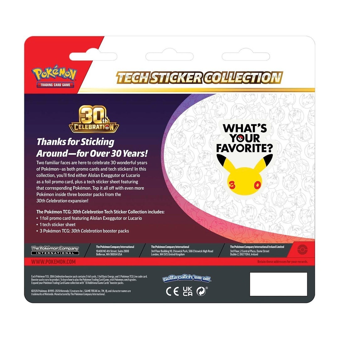 Pokémon TCG: 30th Celebration Tech Sticker Collection - Lucario back