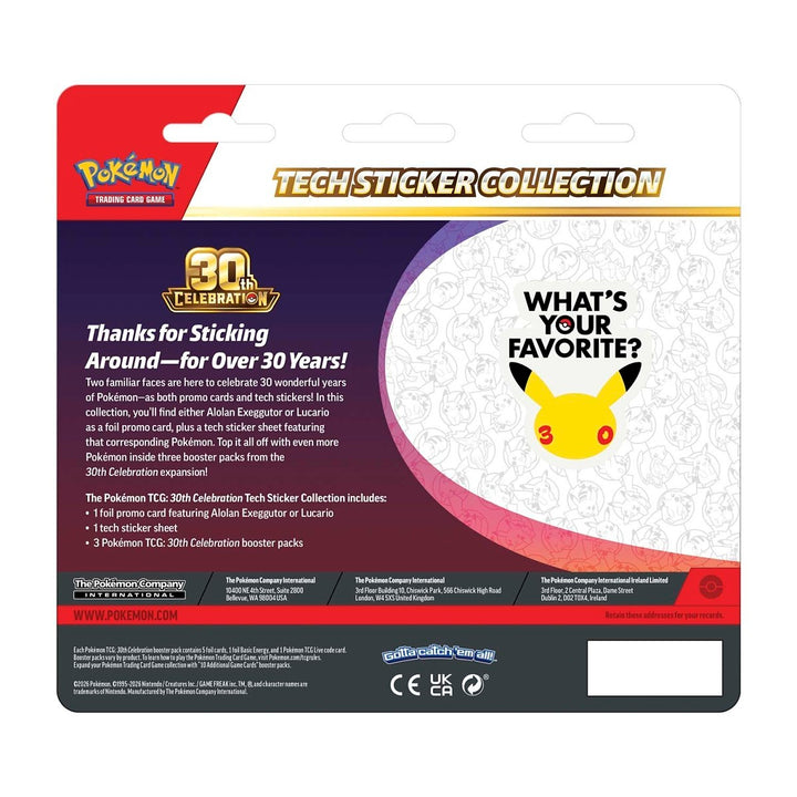 Pokémon TCG: 30th Celebration Tech Sticker Collection - Lucario back