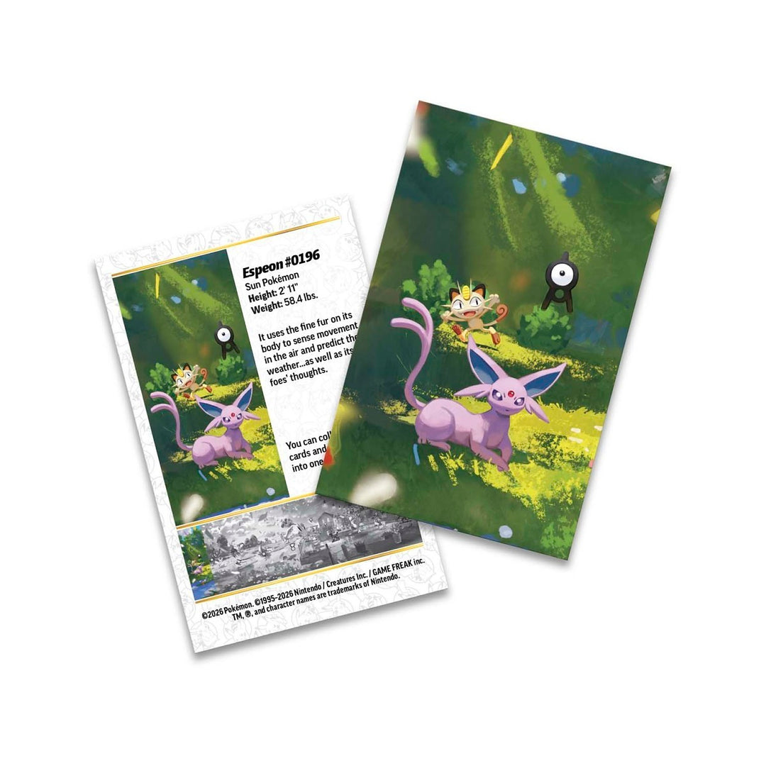 Pokémon TCG: 30th Celebration Mini Tin - Espeon (Day) - Espeon art card, front and back