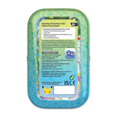 Pokémon TCG: 30th Celebration Mini Tin - Espeon (Day) - back of the tin with the contents list