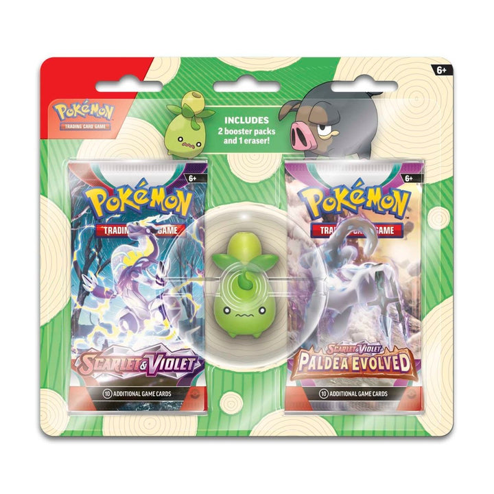 Pokémon TCG: 2 Booster Packs & Smoliv Eraser - S&V Base and Paldea Evolved