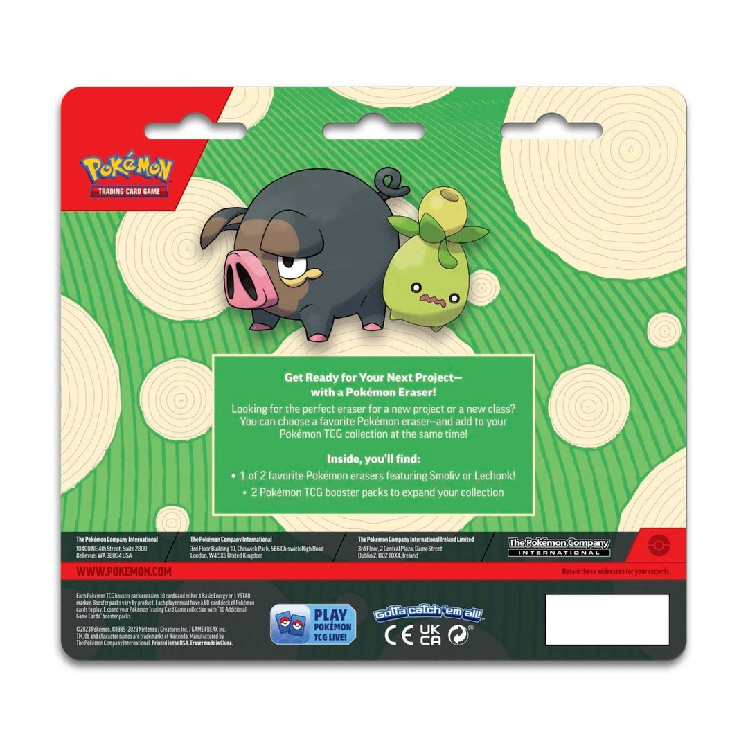 Pokémon TCG: 2 Booster Packs & Smoliv Eraser - S&V Base and Paldea Evolved