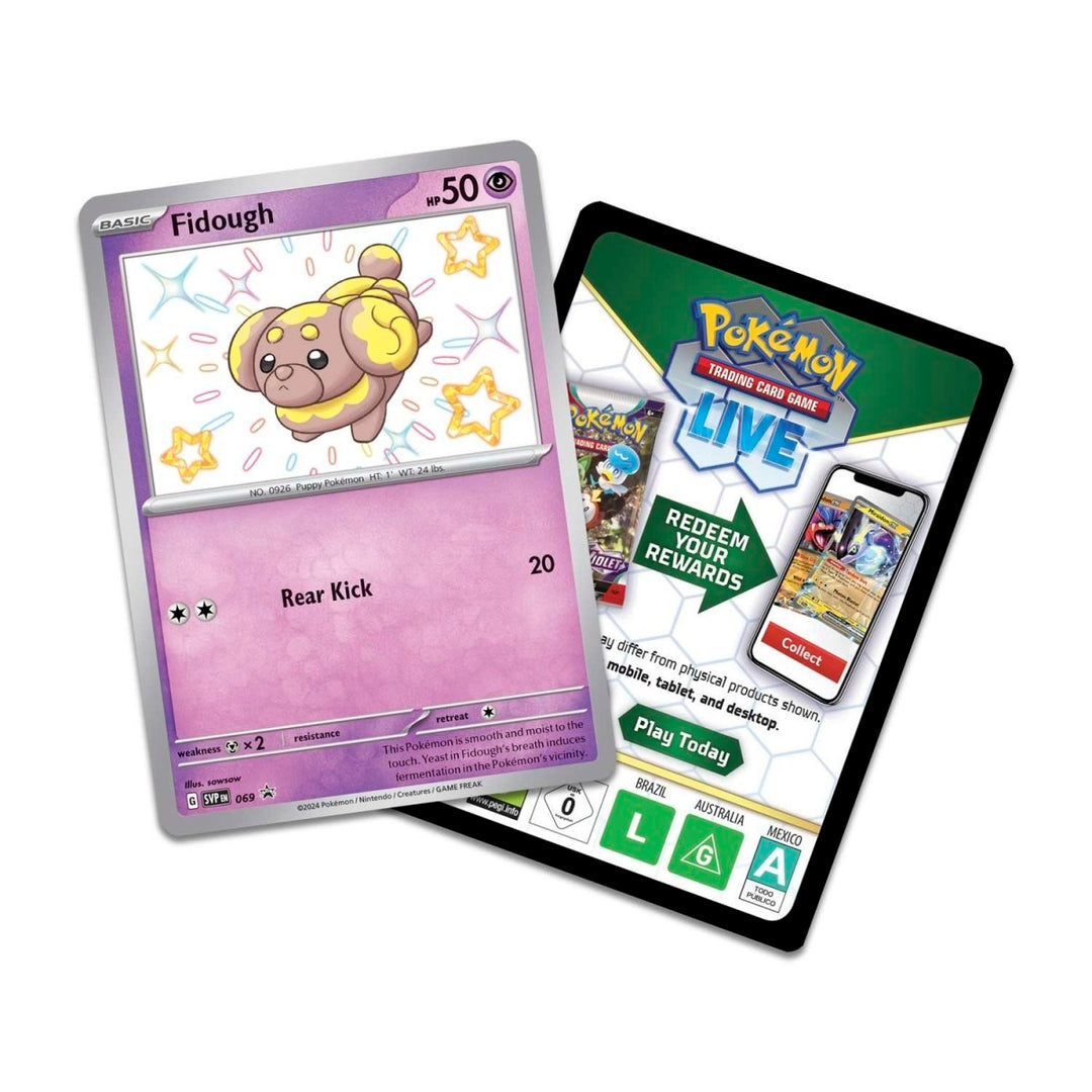 Pokémon TCG: Scarlet & Violet-Paldean Fates Tech Sticker Collection (Shiny Fidough) 3 Booster Packs