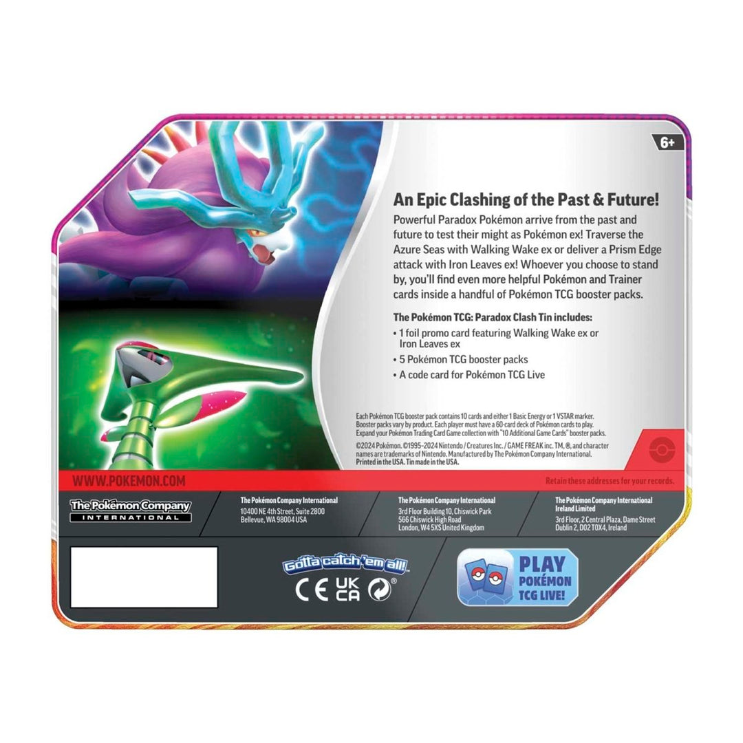 Pokémon TCG: Paradox Clash Tin - Walking Wake ex (5 Booster Packs + Promo)