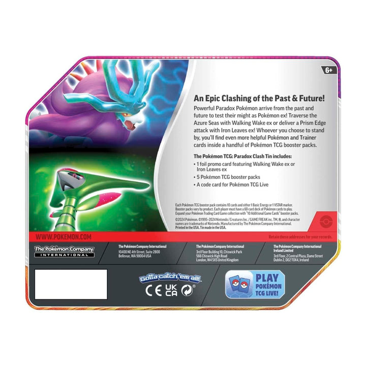Pokémon TCG: Paradox Clash Tin - Walking Wake ex (5 Booster Packs + Promo)