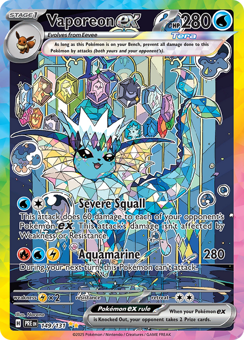 Vaporeon ex 149/131 Special Illustration Rare by Narano, Prismatic Evolutions