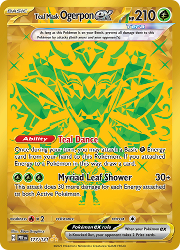 Teal Mask Ogerpon ex 177/131 gold etched Hyper Rare by 5ban Graphics, Prismatic Evolutions