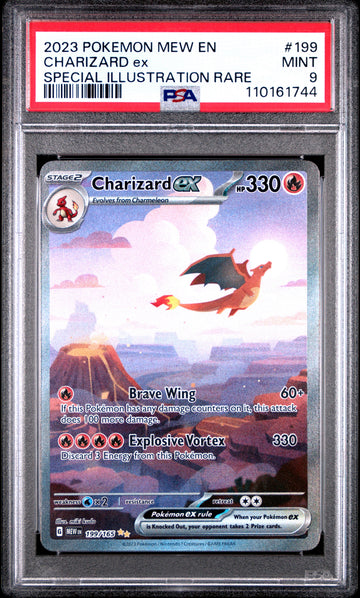 Charizard ex #199/165 PSA 9 slab, front