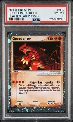 Groudon ex #002 PSA 8 slab, front