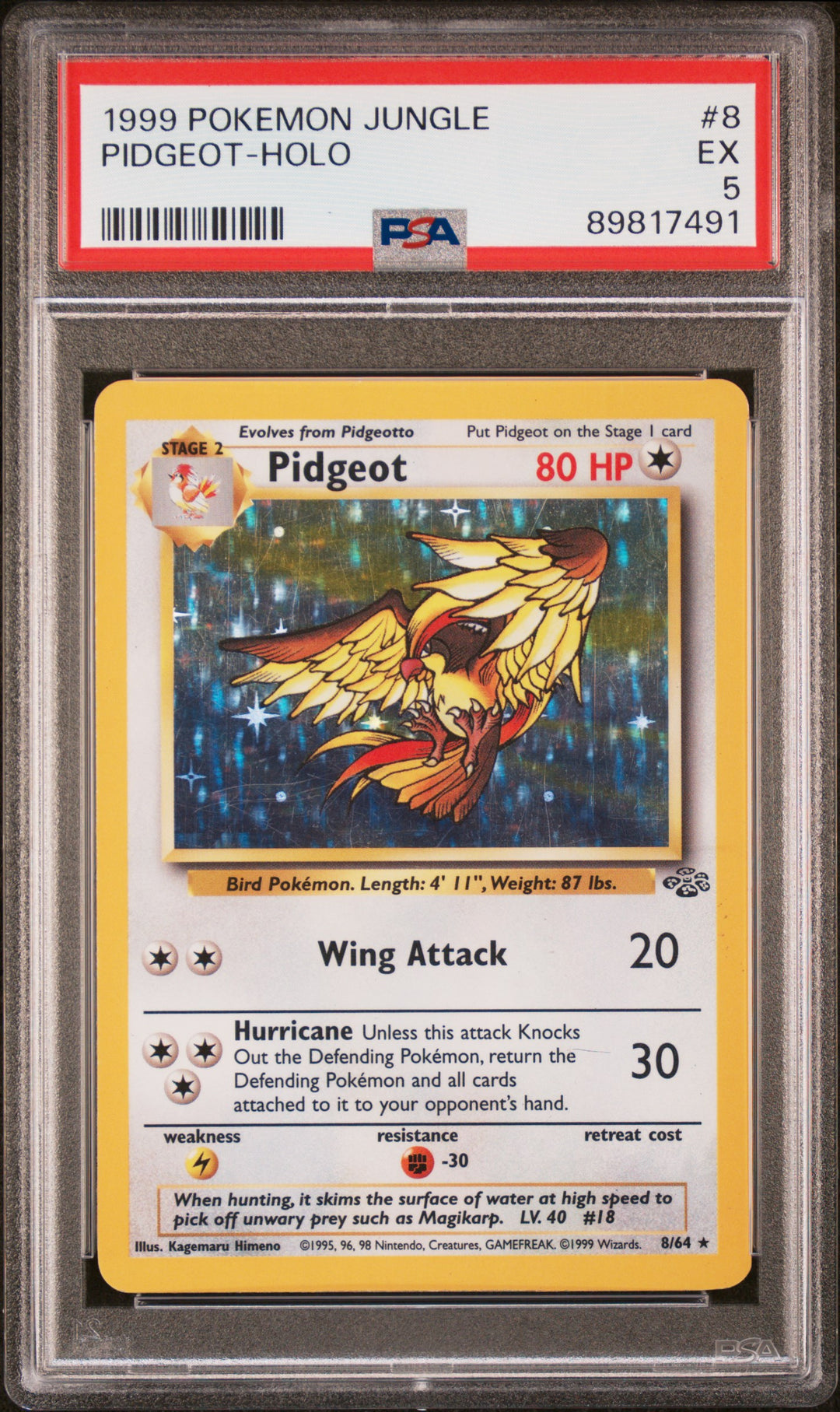 Pidgeot #8/64 PSA 5 slab, front