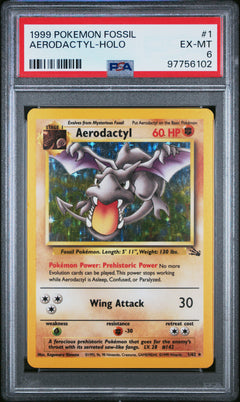 Aerodactyl #1/62 PSA 6 slab, front