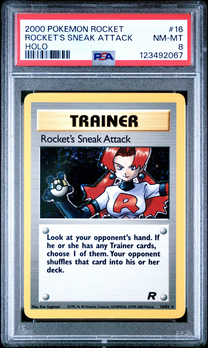 Rocket's Sneak Attack #16 Holo in PSA 8 - Pokemon 2000 Team Rocket