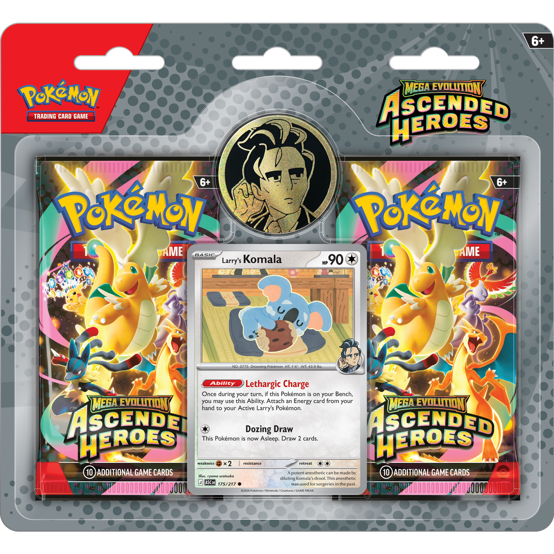 Pokemon TCG: Ascended Heroes Erika/Larry Collection - Mega Evolution (2 Booster Packs + Promo + Coin)