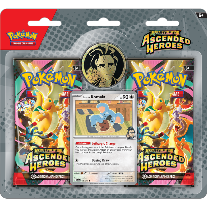 Pokemon TCG: Ascended Heroes Erika/Larry Collection - Mega Evolution (2 Booster Packs + Promo + Coin)