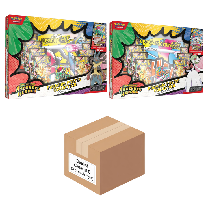 Pokémon TCG: Ascended Heroes Premium Poster Collection Sealed Case of 6 (3 of each style) - Mega Lucario and Mega Gardevoir