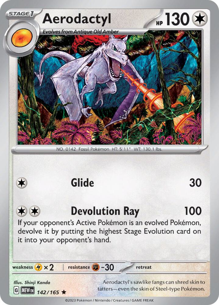 Aerodactyl 142/165 Rare Pokémon card - Scarlet & Violet 151