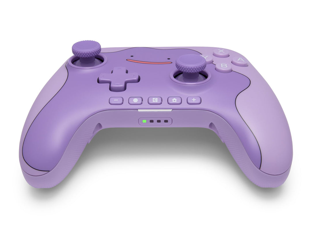 PowerA Advantage Wireless Controller Pokémon: Ditto, low front angle with the LED bar