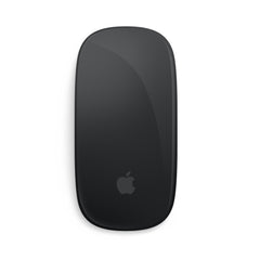 Apple Magic Mouse in black seen from above, showing the Multi-Touch surface and Apple logo