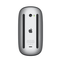 Underside of the Apple Magic Mouse model A1657, showing the Lightning port, power switch and foot rails