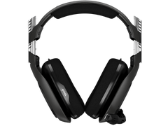 ASTRO A40 TR headset front view showing the padded headband, cloth ear cushions and boom microphone