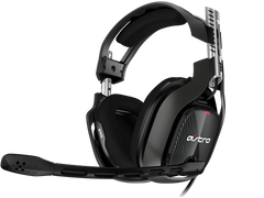 ASTRO A40 TR headset side view with the unidirectional boom microphone extended forward