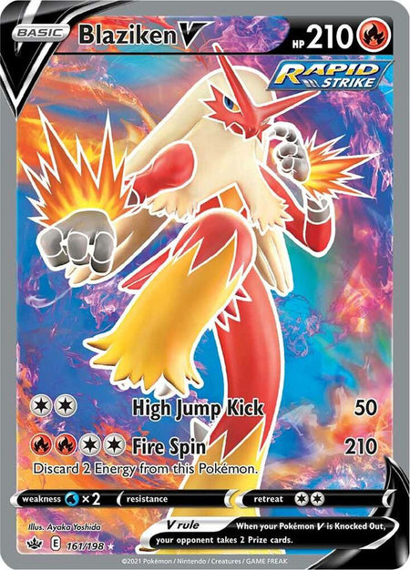 Blaziken V #161/198 HOLO UR Full Art - Chilling Reign Sword & Shield Pokemon 2021