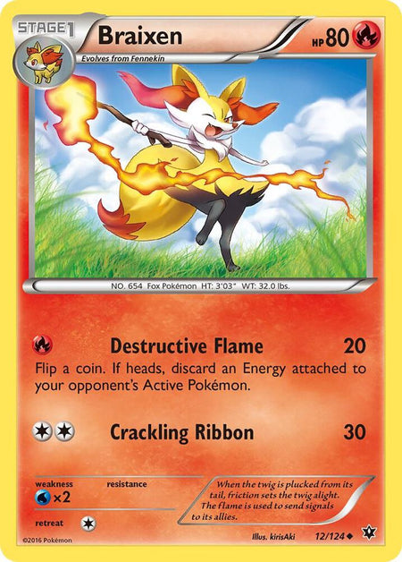 Braixen #12/124 REV HOLO U - Fates Collide XY Pokemon 2016