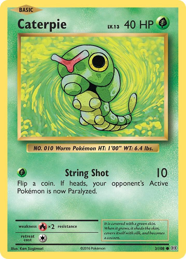 Caterpie 3/108 Common Pokémon card - Evolutions