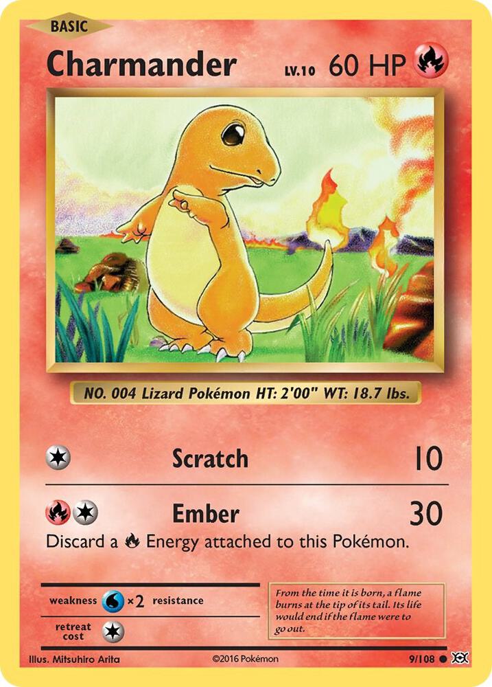 Charmander 9/108 Common Pokémon card - Evolutions