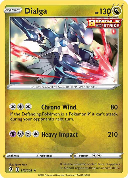 Dialga #112/203 HOLO R - Evolving Skies Sword & Shield Pokemon 2021