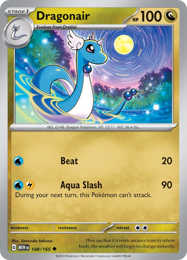 Dragonair 148/165 Uncommon Pokémon card - Scarlet & Violet 151