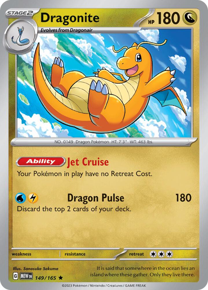 Dragonite 149/165 Rare Pokémon card - Scarlet & Violet 151