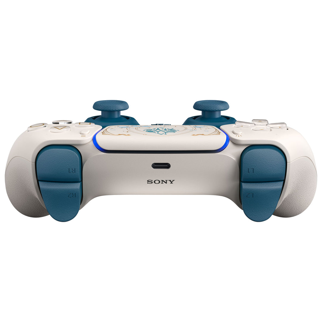 PlayStation 5 DualSense Genshin Impact Limited Edition, rear with USB-C port and adaptive triggers