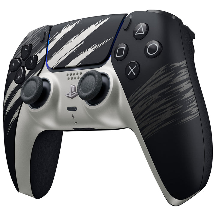 PlayStation 5 DualSense Marvel's Wolverine Adamantium Limited Edition, three-quarter front view