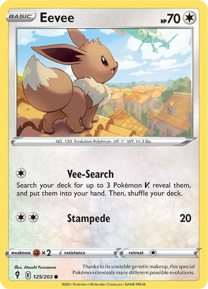Eevee 125/203 Common Pokémon card - Evolving Skies