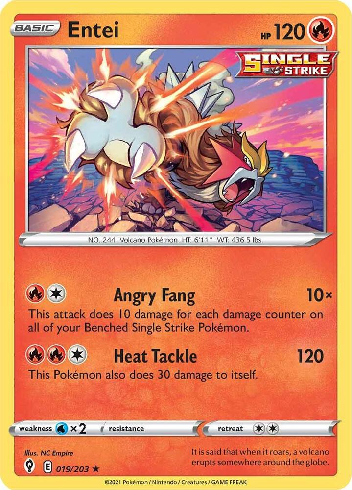 Entei 019/203 Holo Rare Pokémon card - Evolving Skies
