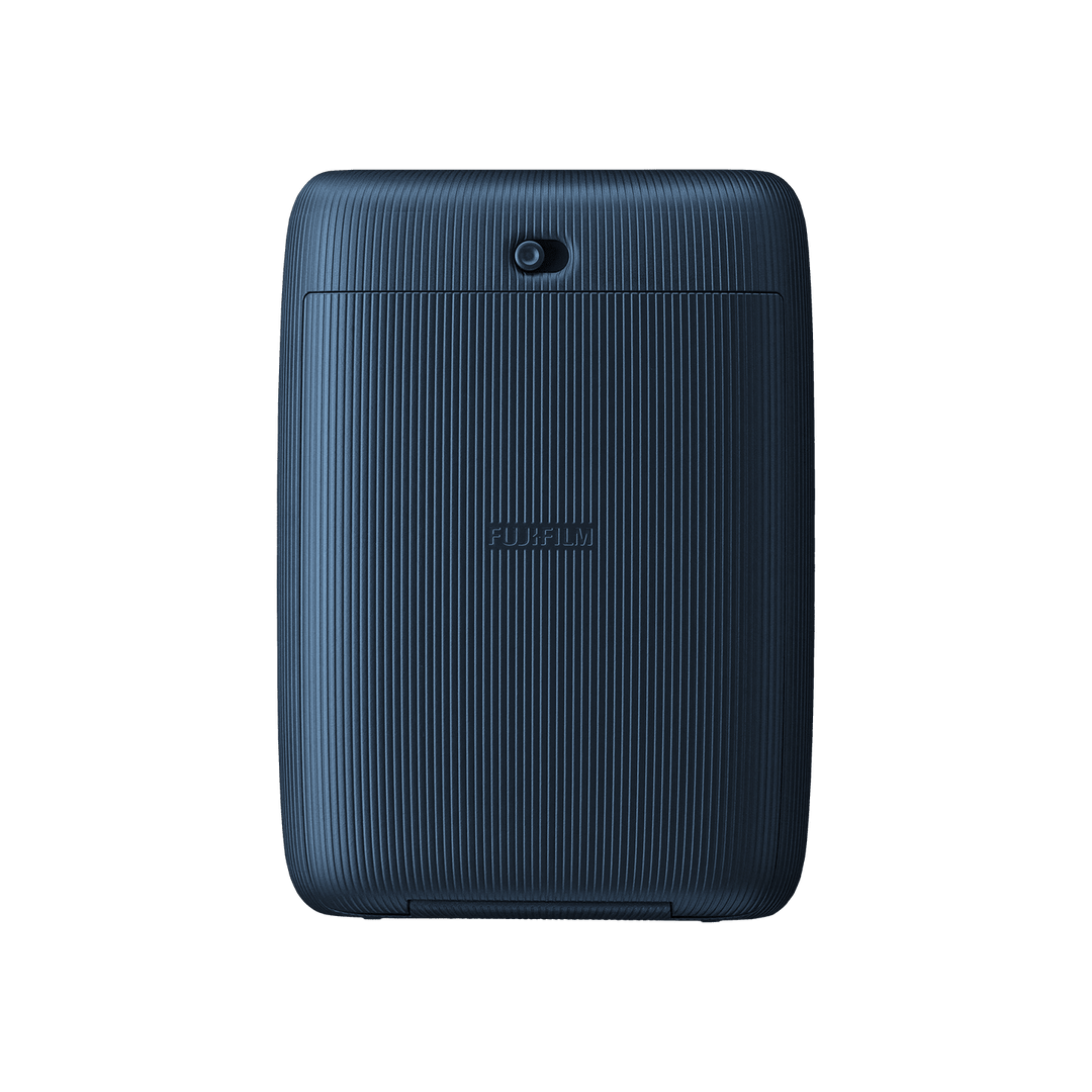 Fujifilm INSTAX Mini Link in Dark Denim, back with the film door and Fujifilm logo