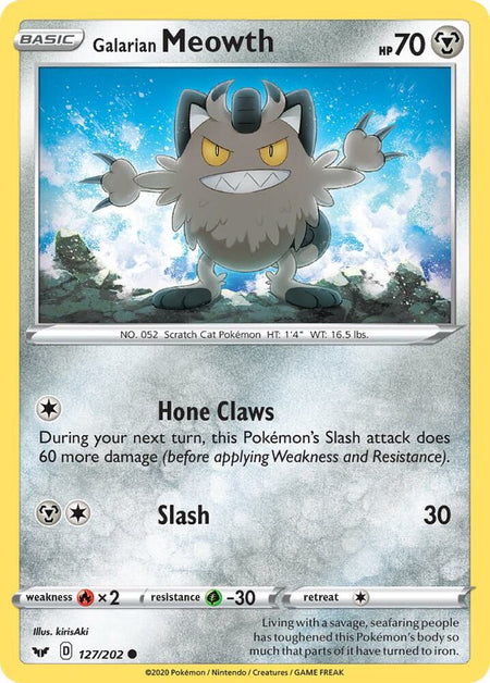 Galarian Meowth #127/202 C - Sword & Shield Base Set Pokemon 2020