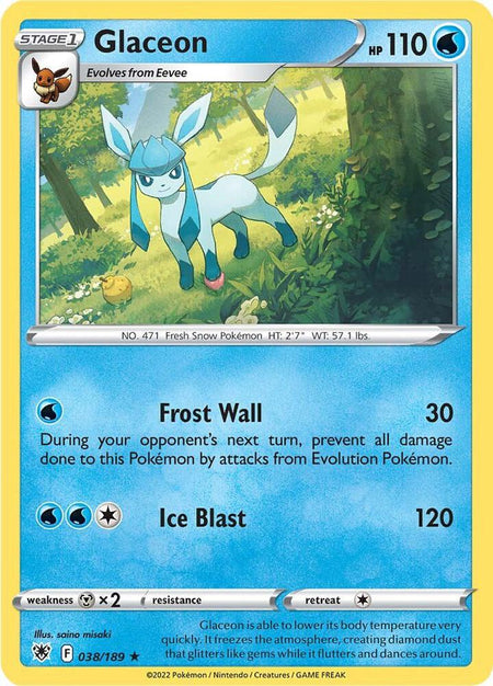 Glaceon #038/189 R - Astral Radiance Sword & Shield Pokemon 2022
