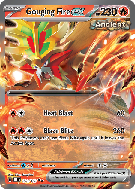Gouging Fire ex #038/162 HOLO RR - Temporal Forces Scarlet & Violet Pokemon 2024