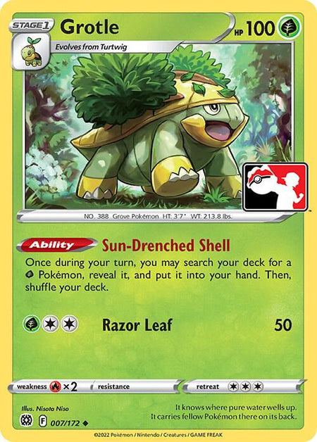 Grotle #007/172 U Prize Pack - Brilliant Stars Sword & Shield Pokemon 2022