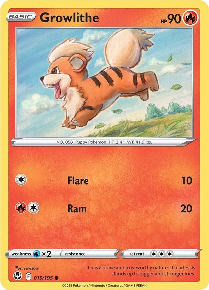 Growlithe 019/195 Common Pokémon card - Silver Tempest