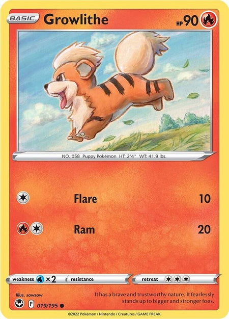 Growlithe #019/195 C - Silver Tempest Sword & Shield Pokemon 2022
