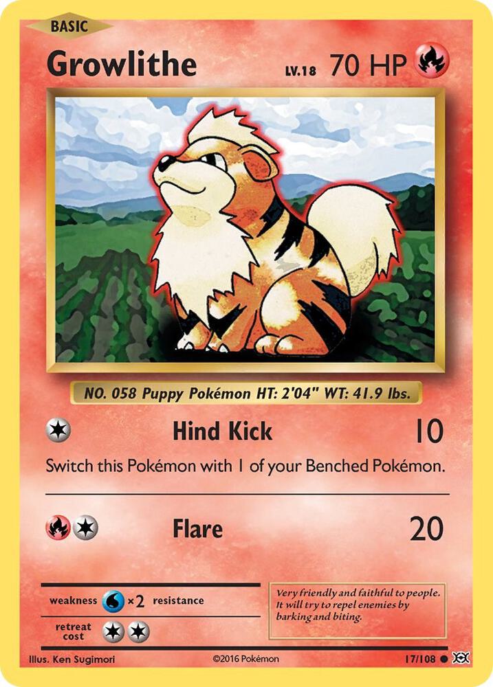 Growlithe 17/108 Common Pokémon card - Evolutions